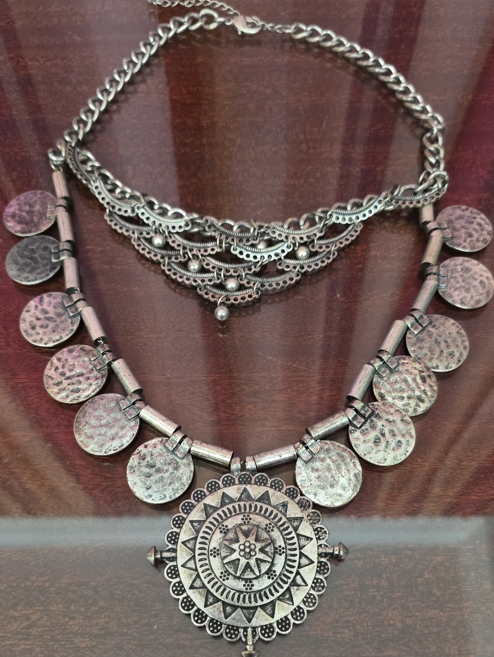 Boho Silver-Tone Layered Coin Necklace - Women's Jewelry